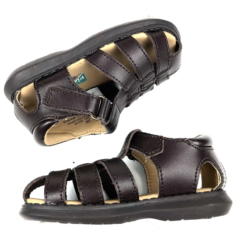 Scott David Brown Leather Fisherman Sandals Kids 5